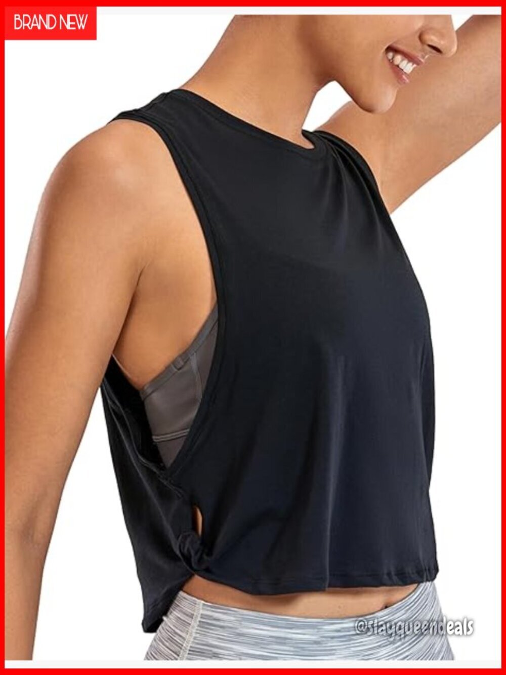 Pima Cotton Loose Fit Crop Tank Top for Yoga Running Gym Workouts
